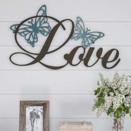 HASTINGS HOME Metal Cutout, Love Decorative Wall Sign 3D Word Art Décor, Modern Rustic Farmhouse 232338EGE